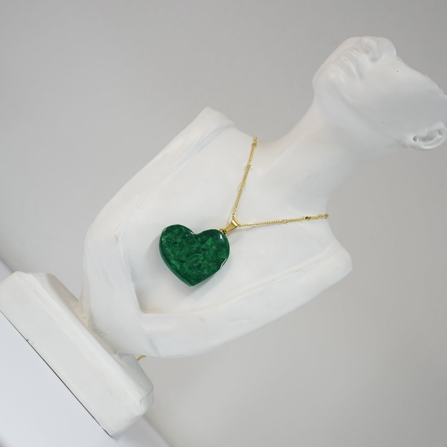 Collar Corazón Verde Esmeralda