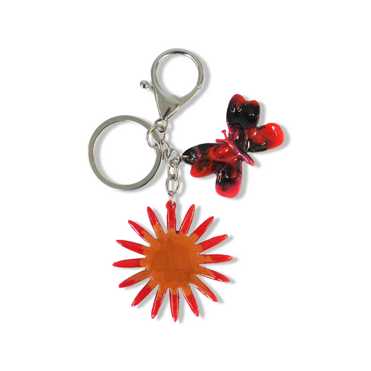 Llavero colgante Polilla Decorativa + Flor Gerbera