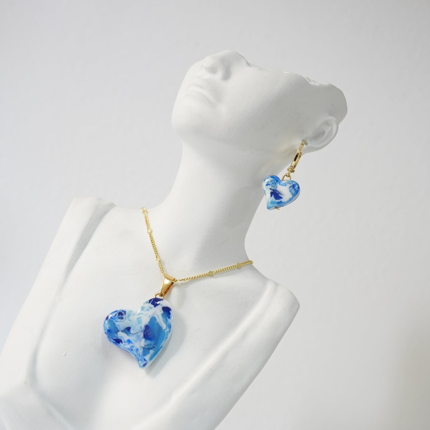 Set Corazón Azul Veteado