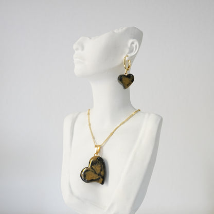 Set Corazón Dorado Veteado