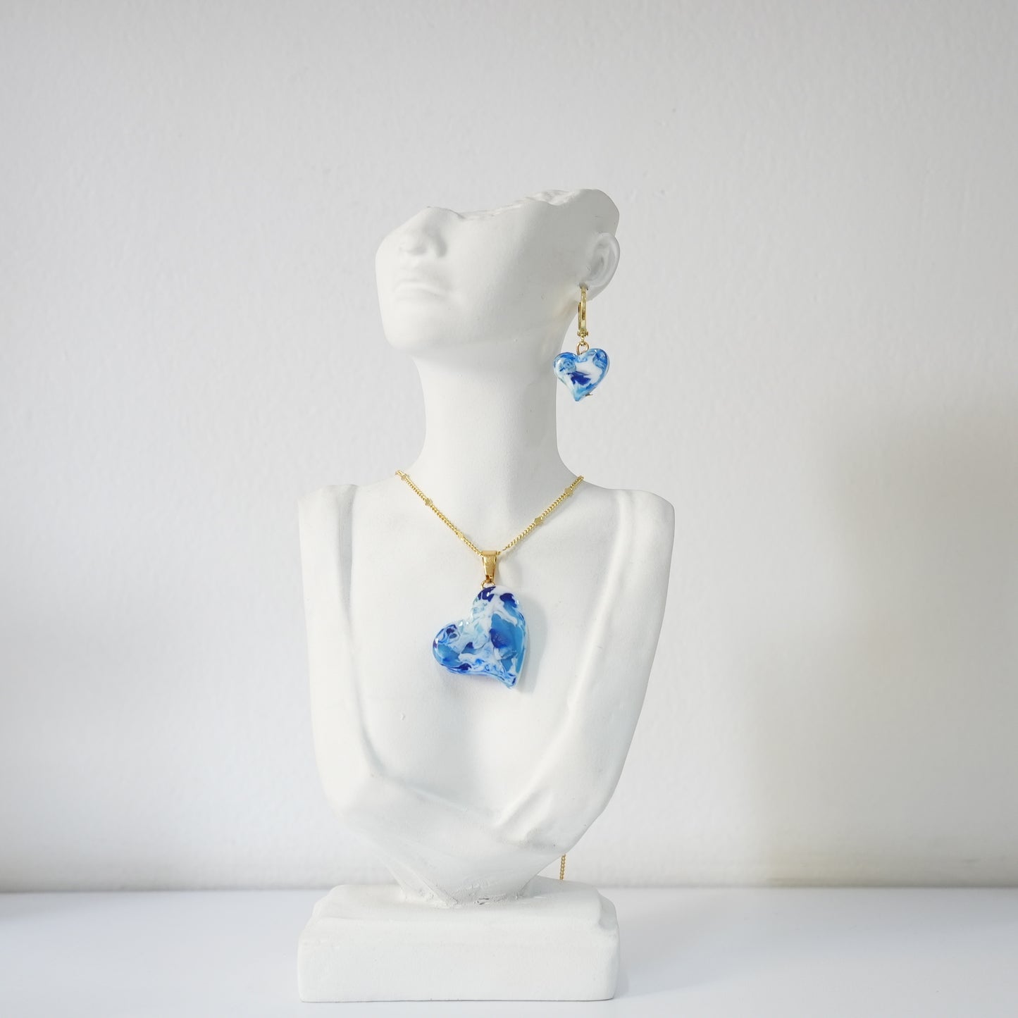 Set Corazón Azul Veteado