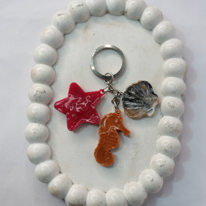 Llavero Ocean Caballito de mar + Concha + Estrella de mar