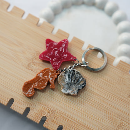 Llavero Ocean Caballito de mar + Concha + Estrella de mar