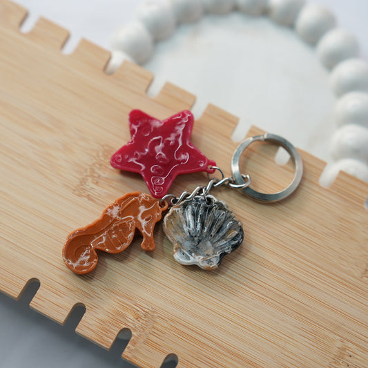 Llavero Ocean Caballito de mar + Concha + Estrella de mar