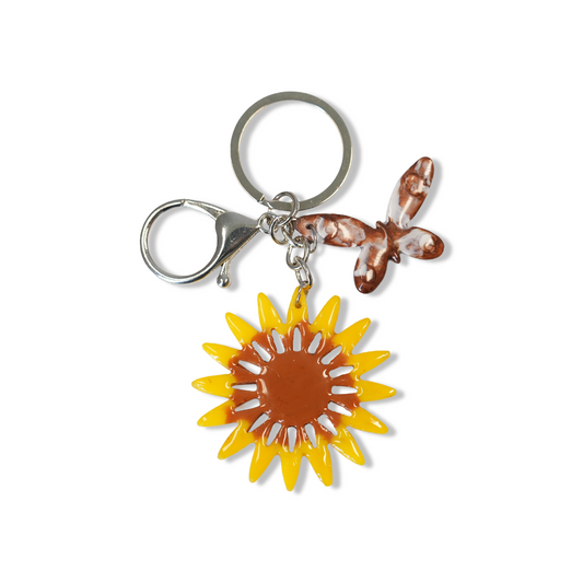 Llavero colgante Mariposa blanca + Girasol