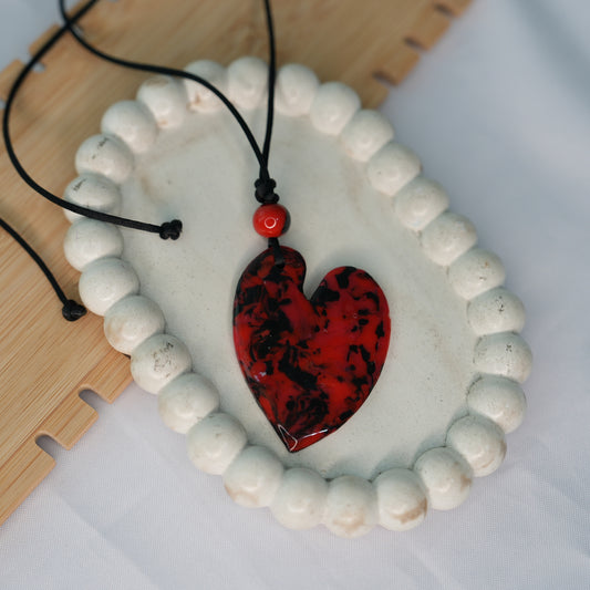 Collar Hilo Multiuso Maxi Hoja Rojo veteado con Negro