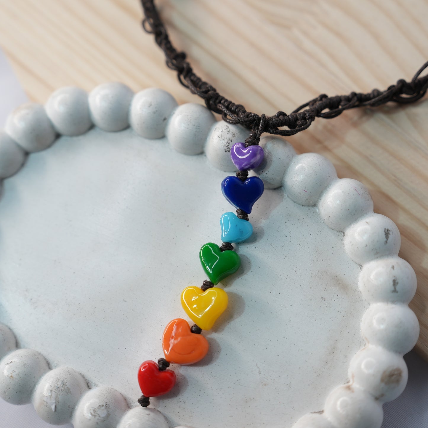 Collar Trenzado Macramé 7 chakras Corazón