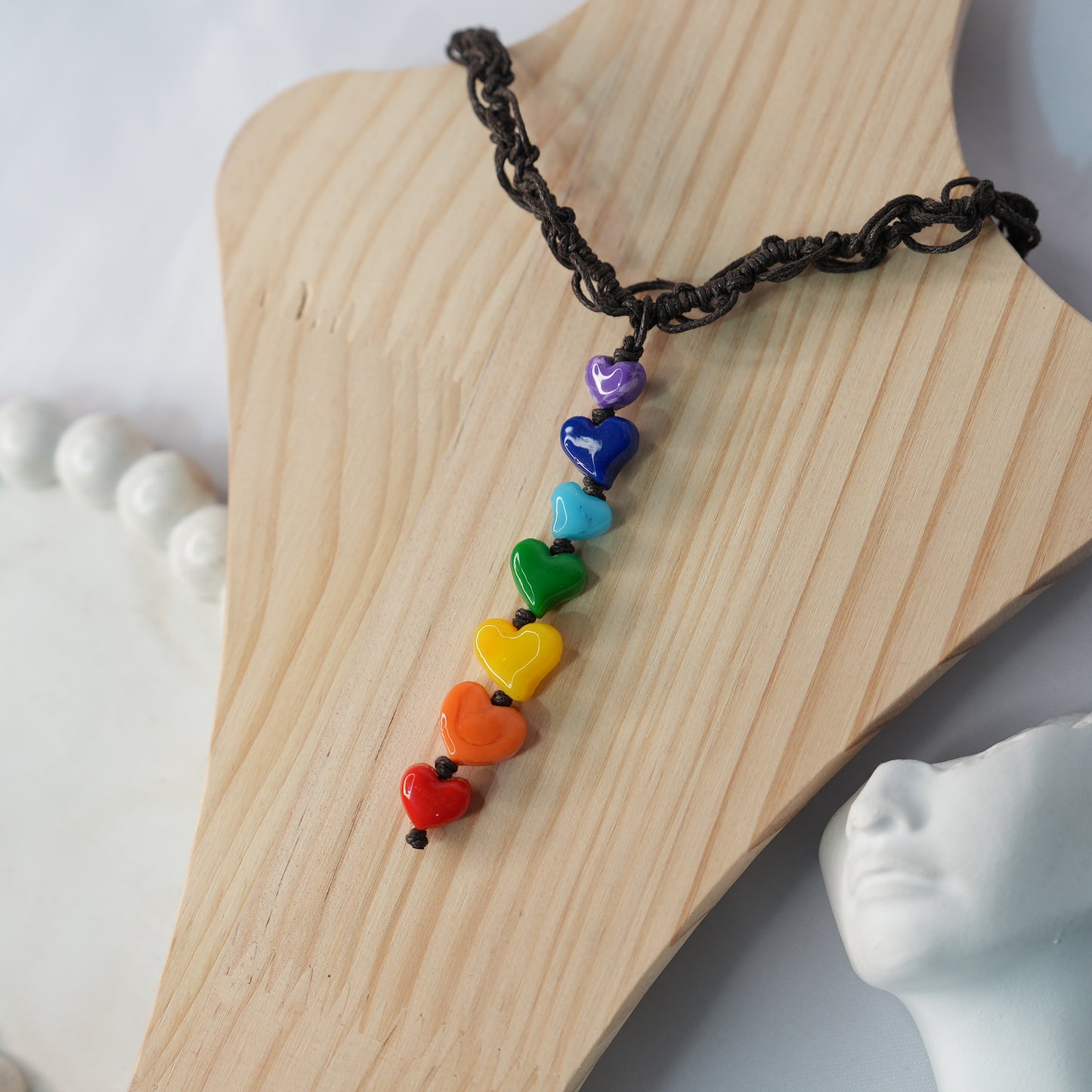 Collar Trenzado Macramé 7 chakras Corazón