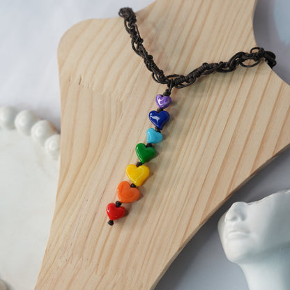 Collar Trenzado Macramé 7 chakras Corazón