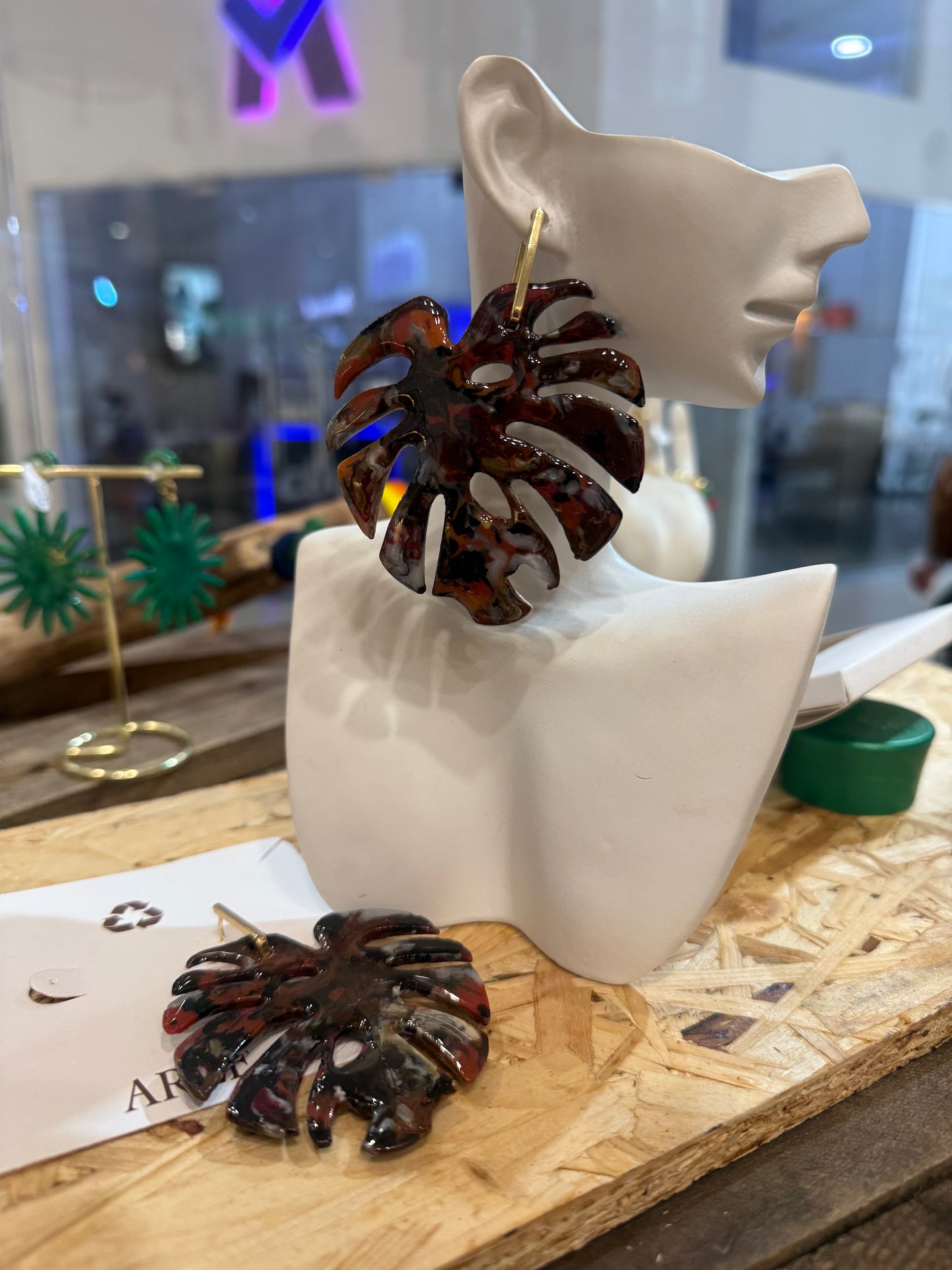 Maxi Aretes Hoja Monstera