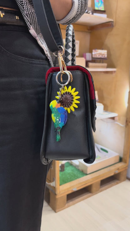 LLavero/Colgante Ave Tángara + Girasol